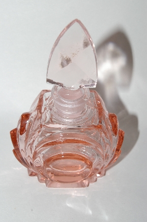 +MBA #55-045  Vintage Fancy Pink Glass Perfume Bottle With Glass Stopper