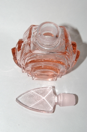 +MBA #55-045  Vintage Fancy Pink Glass Perfume Bottle With Glass Stopper