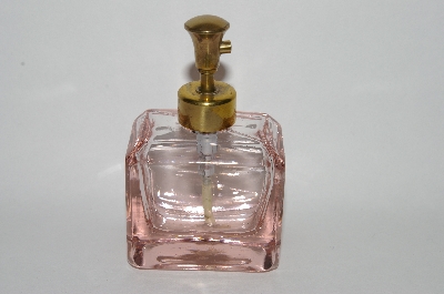 +MBA #55-053  Vintage Made In Austria Square Pink Glass "Spray" Perfume Bottle