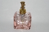 +MBA #55-053  Vintage Made In Austria Square Pink Glass "Spray" Perfume Bottle