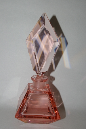 +MBA #55-262  Vintage "Large" Pink Glass Perfume Bottle With Glass Stopper
