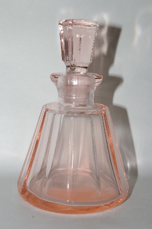 +MBA #55-049  Vintage Pink Glass Perfume Bottle With Glass Stopper