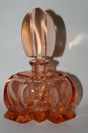 +MBA #55-147  Vintage Made In Austria Large Pink Glass Perfume Bottle With Glass Stopper