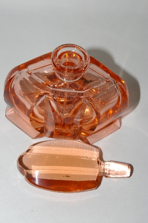 +MBA #55-147  Vintage Made In Austria Large Pink Glass Perfume Bottle With Glass Stopper