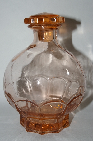 +MBA #55-176  Vintage Pink Glass Decantor With Three Matching Glass's