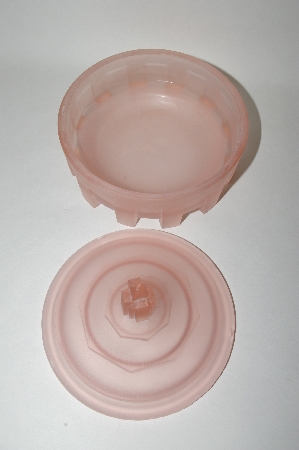 +MBA #55-036  Vintage Obelisk Pink Satin Glass Art Deco Powder Jar