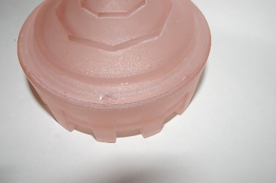 +MBA #55-036  Vintage Obelisk Pink Satin Glass Art Deco Powder Jar