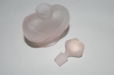 +MBA #55-276  Vintage Satin Pink Glass Heart Shaped Perfume Bottle