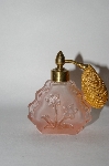 +MBA #55-117   Vintage Small Pink Glass Floral Etched Atomizer