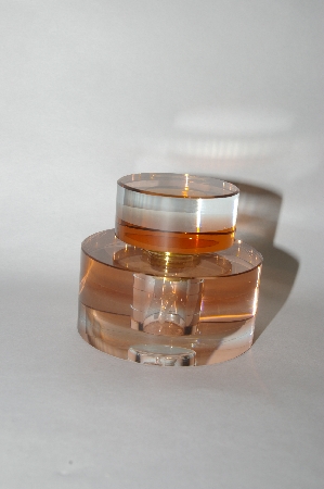 +MBA #55-188  "Older Clear Glass With Inlayed Brown Strips Glass Perfume Bottle