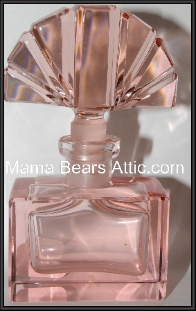 +MBA #55-191  Vintage Soft Pink Glass Perfume Bottle With Glass Fan Shaped Stopper