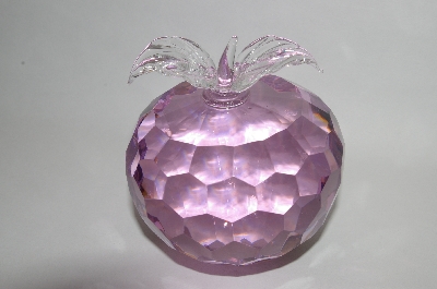 +MBA #55-128  Large Pink Fancy Cut Glass Apple