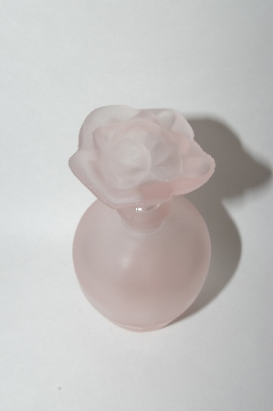 +MBA #55-269   Pink Satin  Glass Perfume Bottle With Rose Glass Stopper