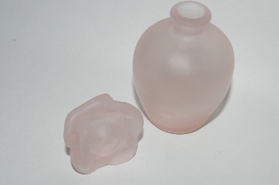 +MBA #55-269   Pink Satin  Glass Perfume Bottle With Rose Glass Stopper