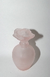+MBA #55-269   Pink Satin  Glass Perfume Bottle With Rose Glass Stopper