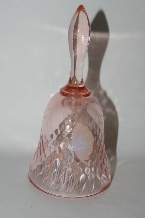 +MBA #55-204   Vintage Pink Bell With Hand Painted Butterfly