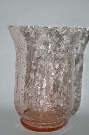 +MBA #55-057     " 2005 Pink Crackled Glase Wide Mouth Vase Or Candle Holder