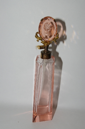 +MBA #55-229  Vintage Tall Pink Glass Cameo Top Atomizer
