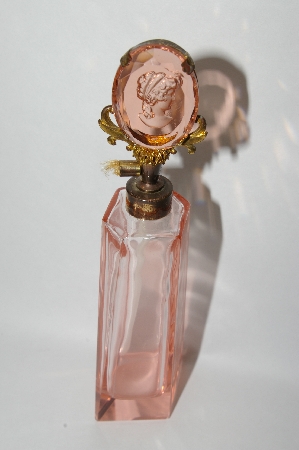 +MBA #55-229  Vintage Tall Pink Glass Cameo Top Atomizer