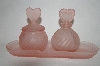 +MBA #55-041  Vintage Pink Frosted Glass Vanity Set