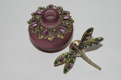 +MBA #57-333  "Purple Frosted Glass "Dragonfly" Perfume Bottle