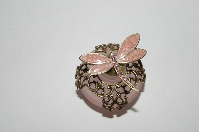 +MBA #57-304  Pink Frosted Glass "Dragonfly" Perfume Bottle