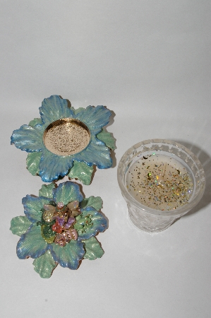 +MBA #57-271  "Kirks Folly "Forget-Me-Not" Candle Holder With Scented Candle