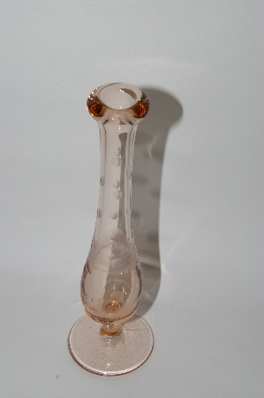 +MBA #57-105  " Vintage Etched Pink Depression Glass Bud Vase