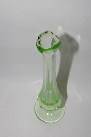 +MBA #57-109   Vintage Green Depression Glass Bud Vase