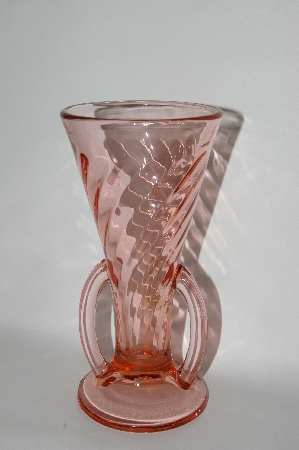 +MBA #57-015  " Vintage  Pink Depression Glass Trumpet Vase