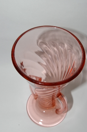 +MBA #57-015  " Vintage  Pink Depression Glass Trumpet Vase