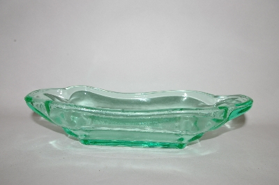 +MBA #57-311   Vintage Green Vaseline Glass Relish Dish