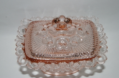 +MBA #57-080  " Indiana Glass  Vintage Fancy Pink Depression Glass Candy Dish 