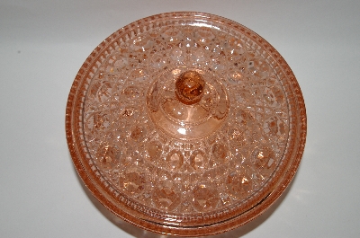 +MBA #57-091  MBA #57-091  Vintage Pink Depression Glass Gem-Cut Look Candy Dish