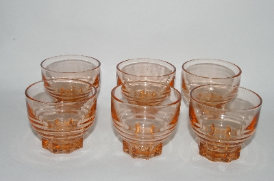+MBA #59-118   Vintage Pink Depression Glass Set Of 6 Small Bar Glass's
