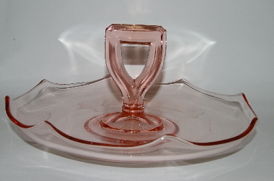 +MBA #59-020 " Vintage Pink Depression Glass Large Handled Cookie Dish