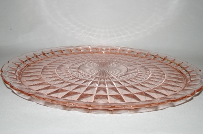 +MBA #59-140  Vintage Pink Depression Glass "Windsor Diamond" Large Round Platter