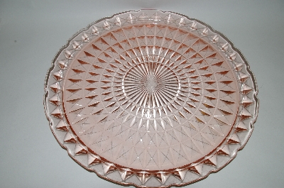 +MBA #59-140  Vintage Pink Depression Glass "Windsor Diamond" Large Round Platter