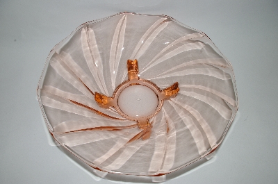 +MBA #59-195  Vintage Pink Glass Large Footed Depression Glass Serving Bowl