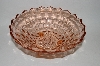 +MBA #59-036  " Large Diamond Cut Footed Pink Depression Glass Bowl