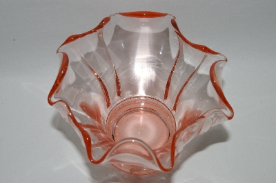+MBA #59-099  Vintage Pink Depression Glass Floral Look Vase