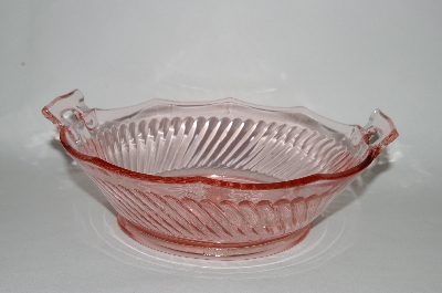 +MBA #59-028  Vintage Imperial Pink Twisted Optic Large Fruit Bowl