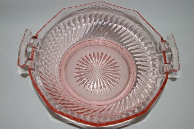 +MBA #59-028  Vintage Imperial Pink Twisted Optic Large Fruit Bowl