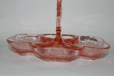 +MBA #59-209  " Vintage "Gloria" 4 Section Fancy Pink Depression Glass Relish Tray