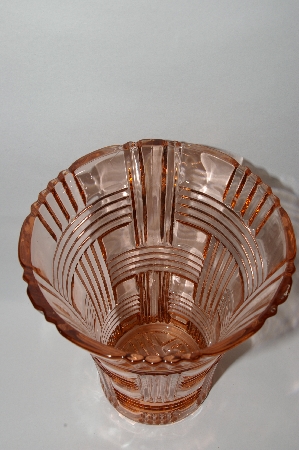 +MBA #59-040  Vintage Pink Depression Glass Fancy Cut Vase