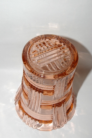 +MBA #59-040  Vintage Pink Depression Glass Fancy Cut Vase
