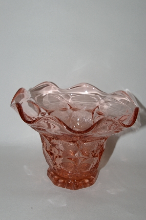 +MBA #59-073  Vintage Pink Depression Glass Fancy Shaped Vase