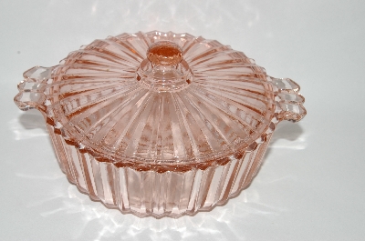 +MBA #59-068  Vintage Light Pink Depression Glass Candy Dish With Lid