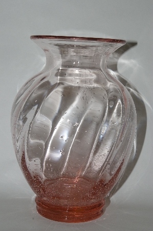 +MBA #59-180   " Beautiful Pink Glass "Air Bubble" Vase
