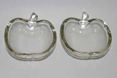 +MBA #59-172   Pair Of Two Vintage Clear Glass Apple Dishes